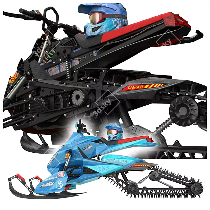Title: Handcrafted Custom Snowmobile 3D model image 5