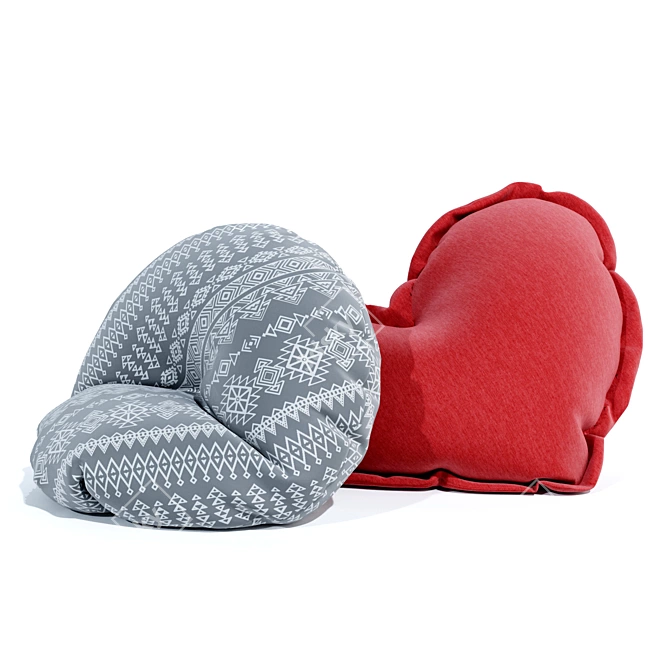 Comfy Love Heart Pillow Set 3D model image 1