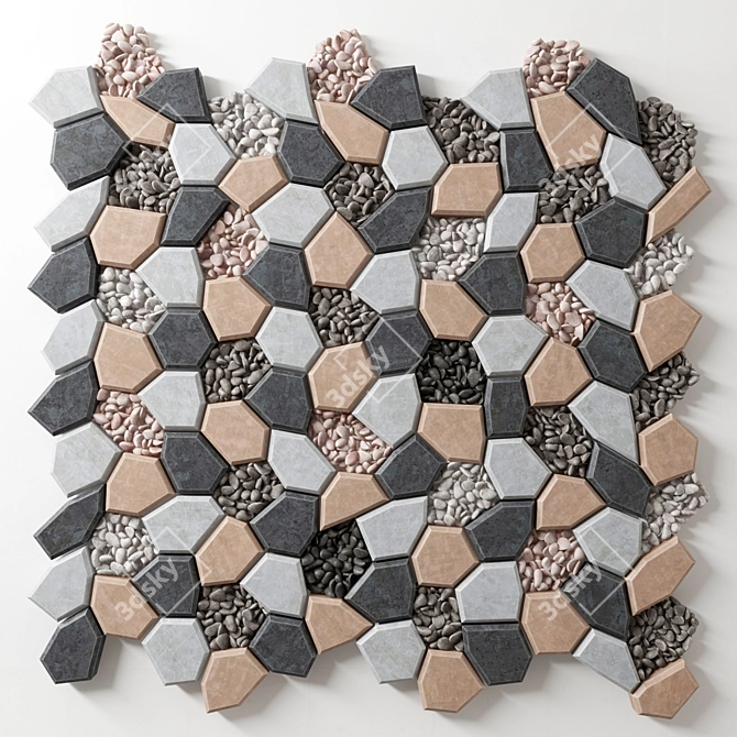Poly Pebble Paving: Polygonal Stones with Textured Finish 3D model image 4
