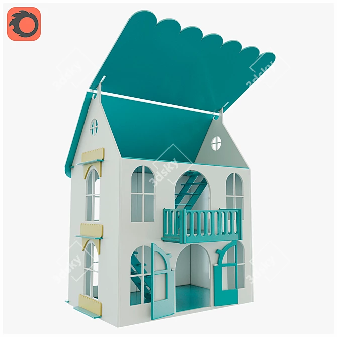 Woodlines Arina Dollhouse: Interactive Design, Turbo Smooth, 60x50x40 cm 3D model image 7