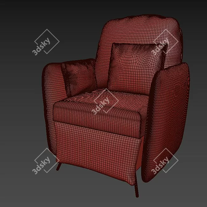 Cozy Recliner Sofa with Pillows 3D model image 3