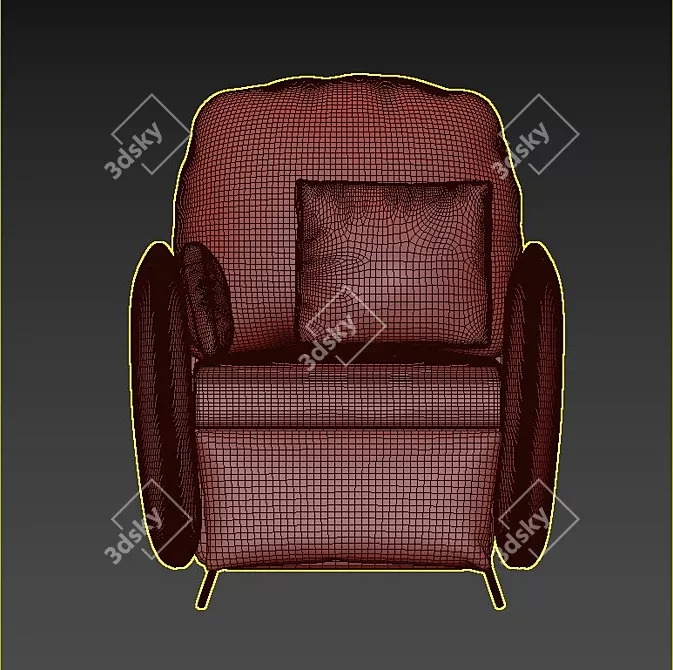 Cozy Recliner Sofa with Pillows 3D model image 4