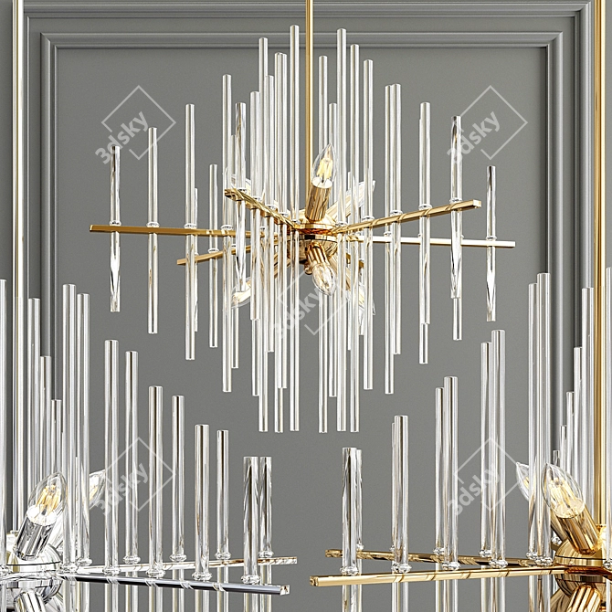 Woodbridge Lighting 20116CBR Spires 6-light Chandelier => Modern Gold Steel Spires Chandelier 3D model image 1