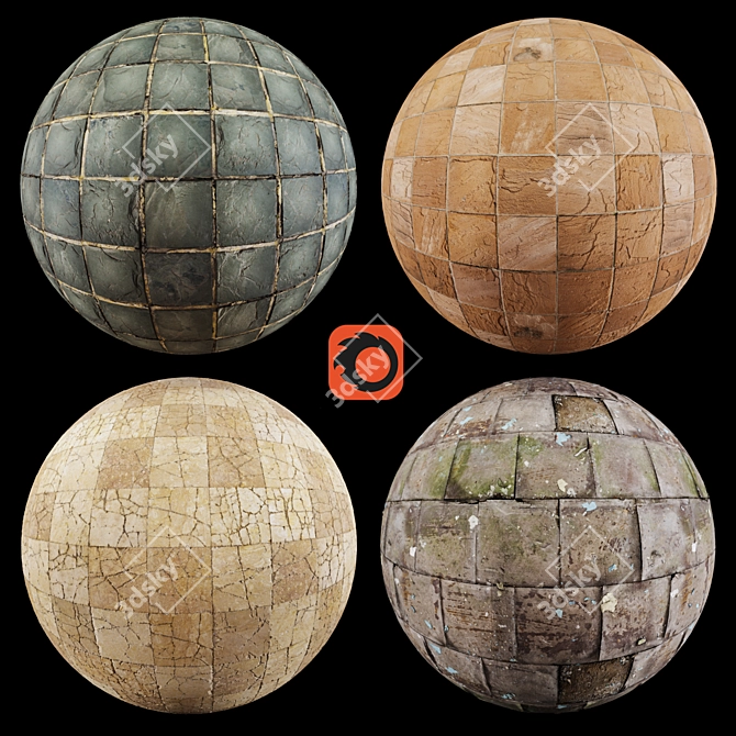 PBR Stone Tile: High-Quality, Multi-Texture 3D model image 1