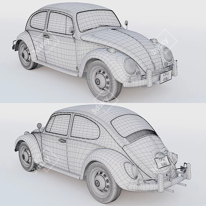 Vintage Volkswagen Beetle 1300 - Classic Car Model 3D model image 2