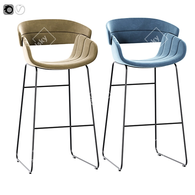 Sleek Racer Barstool 3D model image 2