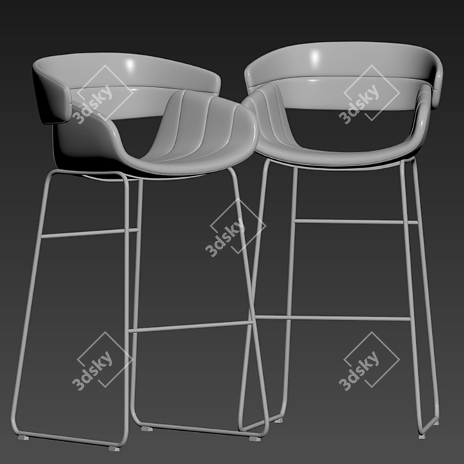 Sleek Racer Barstool 3D model image 5