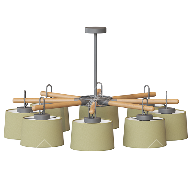 Title: Scandinavian Style Wooden Beam Lamp 3D model image 2