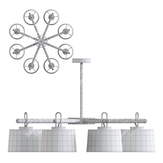 Title: Scandinavian Style Wooden Beam Lamp 3D model image 3