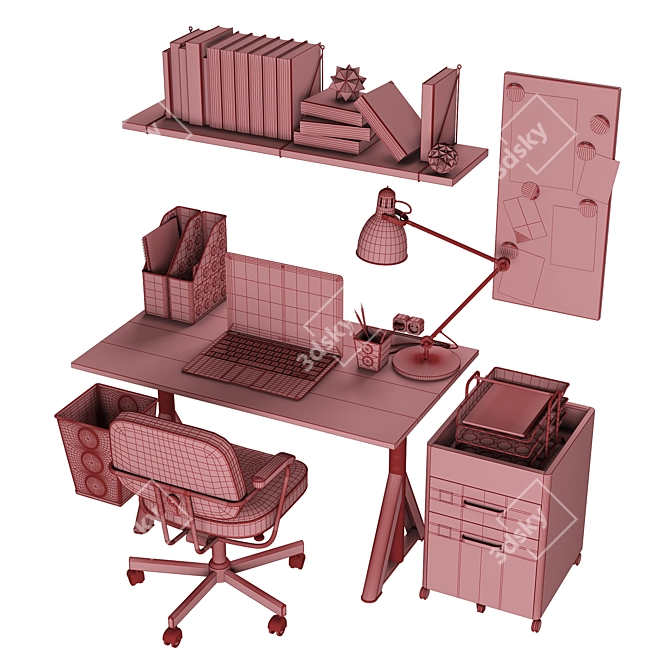 Efficient Home Office Set 3D model image 4