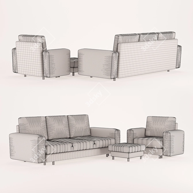 Modern Microfaset GTR Sofa 3D model image 2