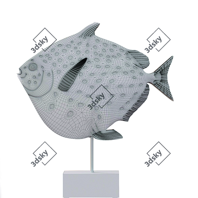 Golden Moonfish Sculpture - Elegant and Eye-Catching 3D model image 2