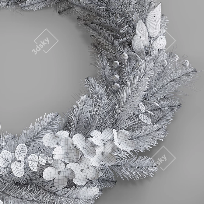 Golden Hydrangea Christmas Garland: Festive Holiday Decor 3D model image 3