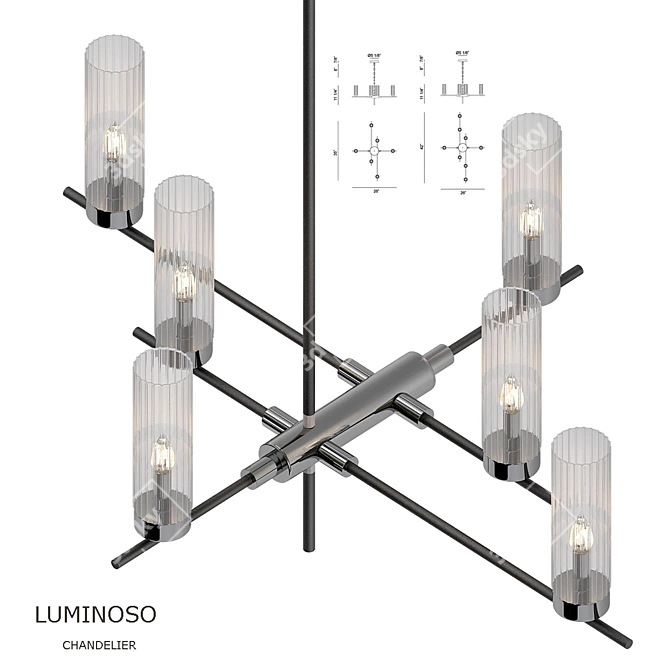 Elegant Luminoso Chandelier 3D model image 1