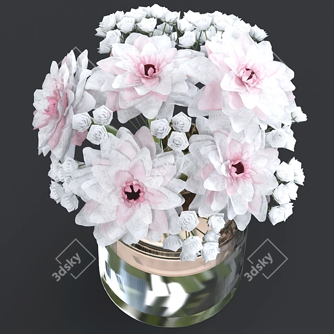 Elegant Dahlia Bouquet 3D model image 2