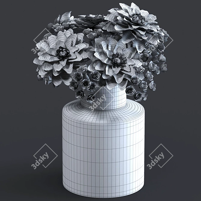 Elegant Dahlia Bouquet 3D model image 3