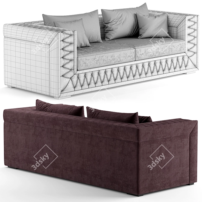 Elegant Alexandra Fabric Sofa 3D model image 2