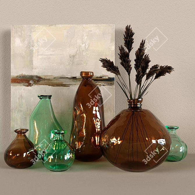 Zara Home Asymmetric Bottles: Stylish Decor for Every Space 3D model image 2
