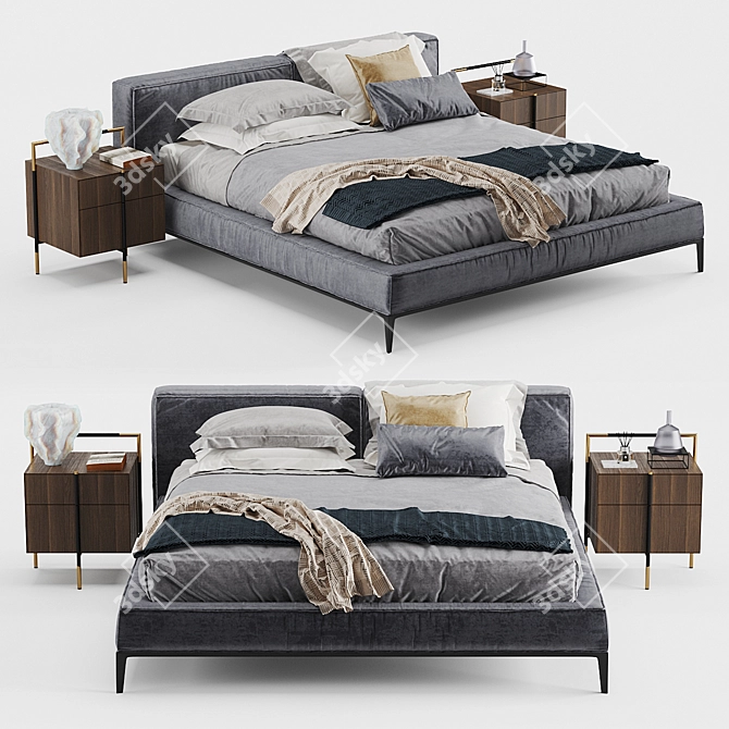 Modern Frigerio Taylor Bed Set 3D model image 1