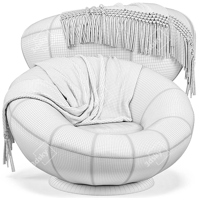 Plush Groovy Swivel Chair 3D model image 4