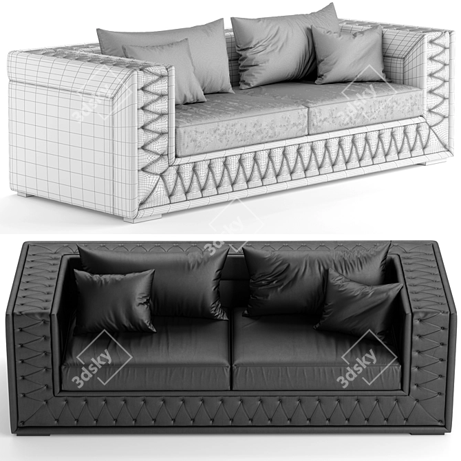 Luxury Italian Leather Alexandra Sofa 3D model image 2