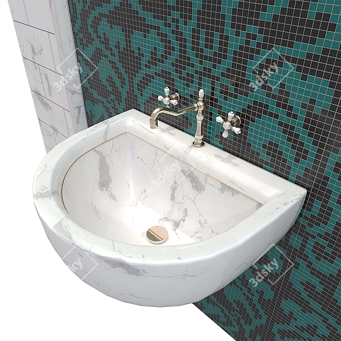 Hamam Mosaic Croan Bowl 3D model image 3