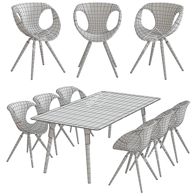 Elegant Wood and Steel Table 3D model image 2