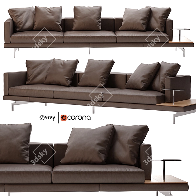 Dock Leather Sofa: Stylish and Spacious 3D model image 1