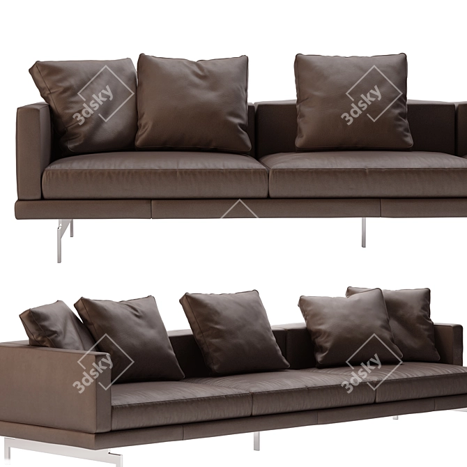 Dock Leather Sofa: Stylish and Spacious 3D model image 3