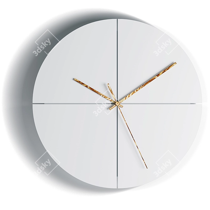 Natural Wooden Hands Wall Clock 3D model image 2