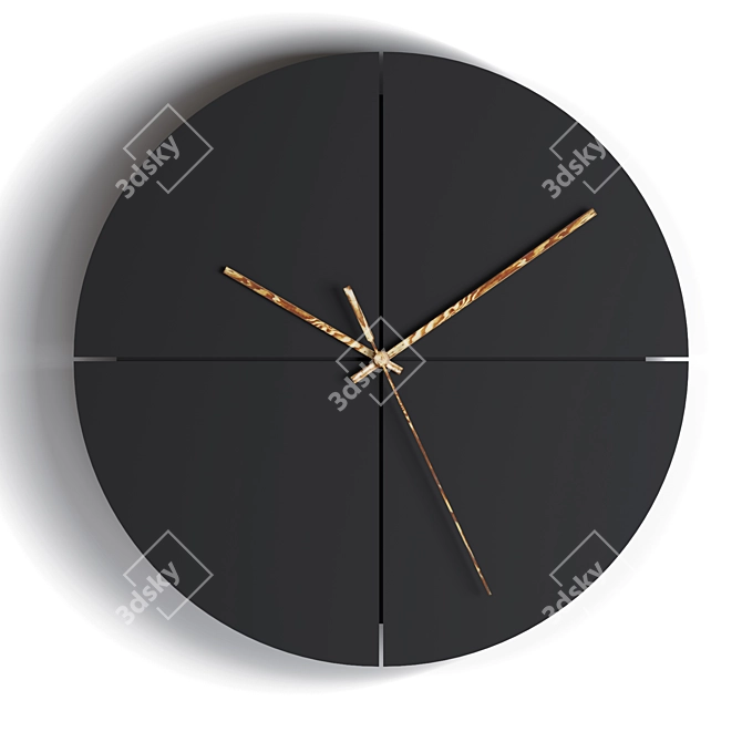 Natural Wooden Hands Wall Clock 3D model image 3