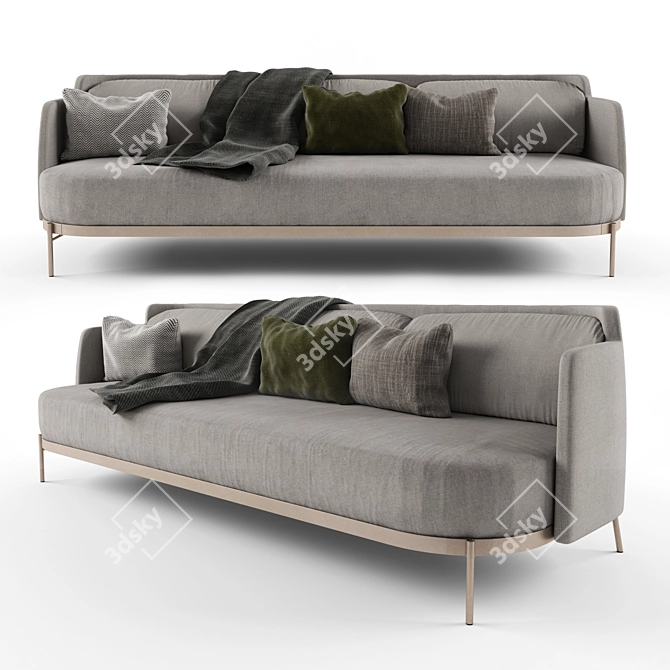 Minotti Tape Sofa: Elegant Grey Seating 3D model image 3