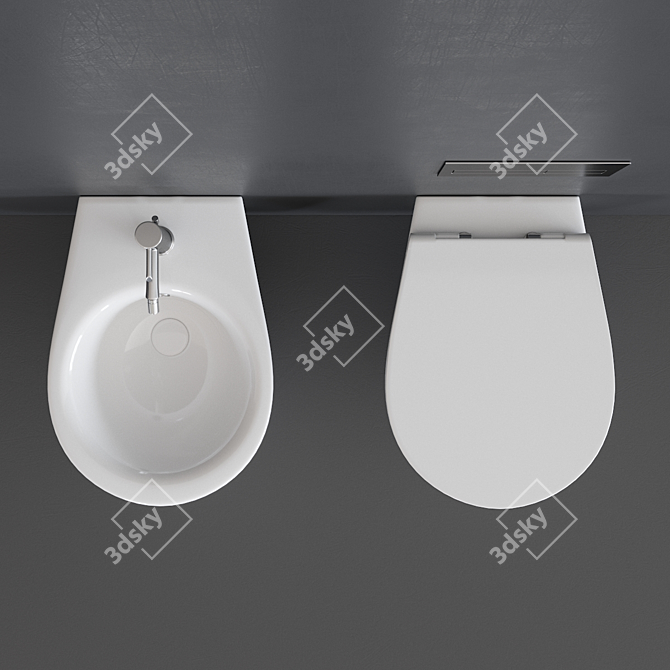 Elegant Esedra Wall-Hung Toilets & Bidets 3D model image 4