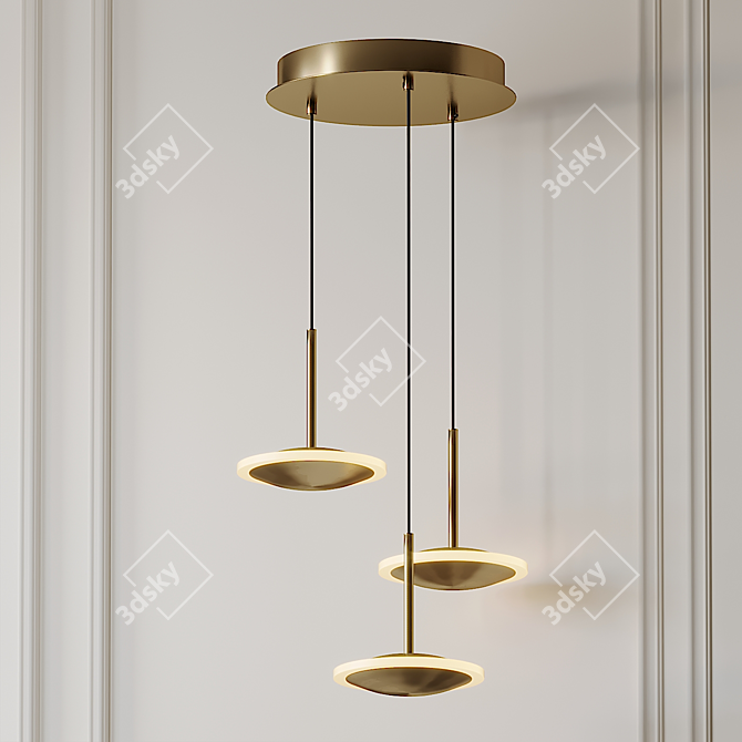 Sleek LED Saucer Pendant 3D model image 2