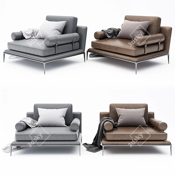 Modern Armchair Collection: 4 Styles & Various Colors 3D model image 2