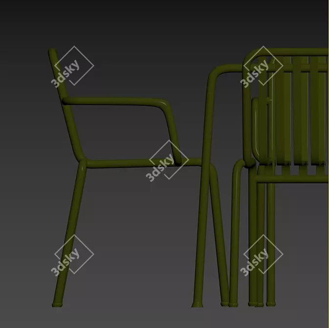 Stylish Hay Palissade Outdoor Set 3D model image 5