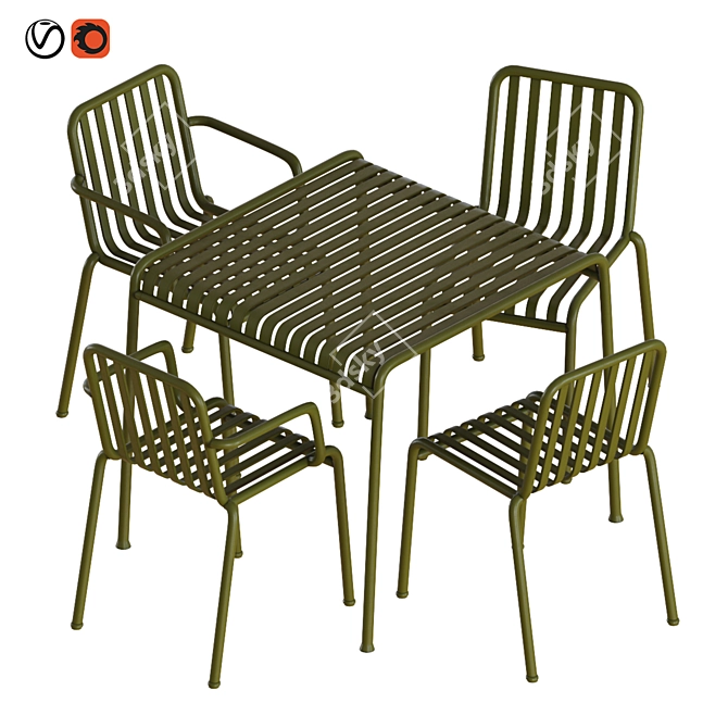 Stylish Hay Palissade Outdoor Set 3D model image 6
