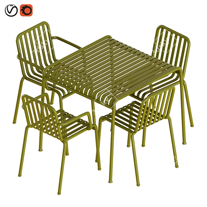Stylish Hay Palissade Outdoor Set 3D model image 7