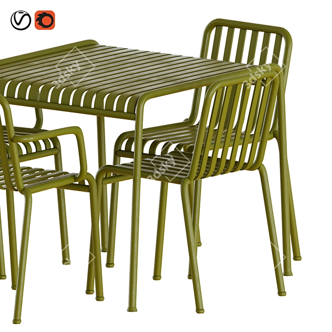 Stylish Hay Palissade Outdoor Set 3D model image 8