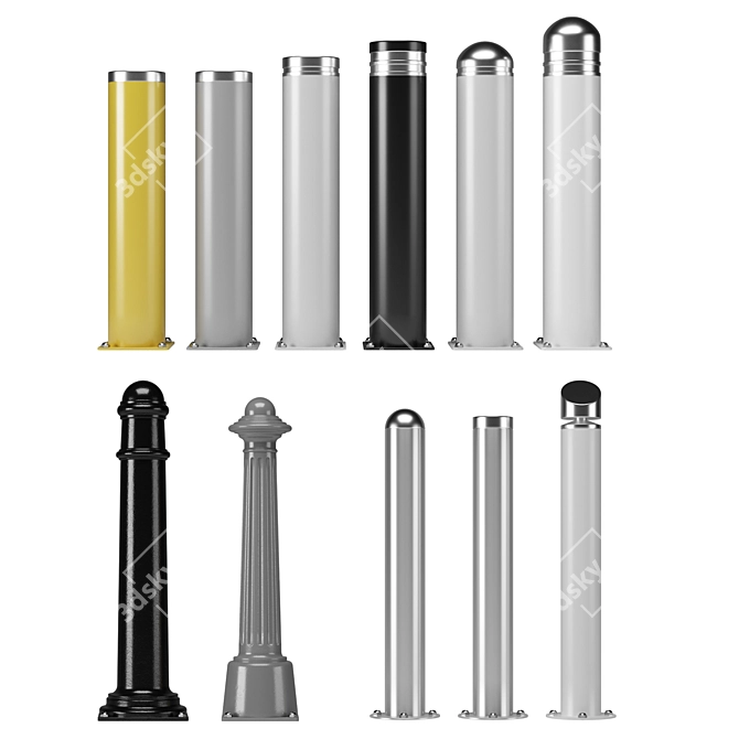 Versatile Outdoor Bollard Set 3D model image 2