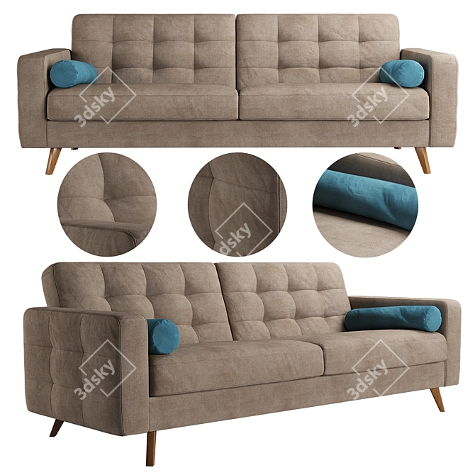 Nappa Convertible Sofa: Comfort, Style, and Versatility 3D model image 1