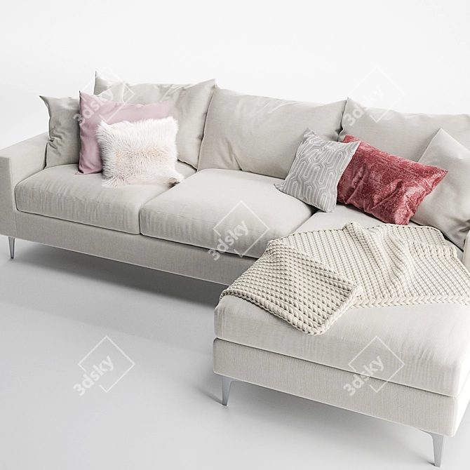 Sleek Sloan Chaise Sofa 3D model image 4