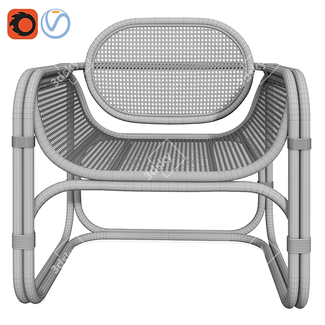 Tropical Rattan Wicker Chair 3D model image 6