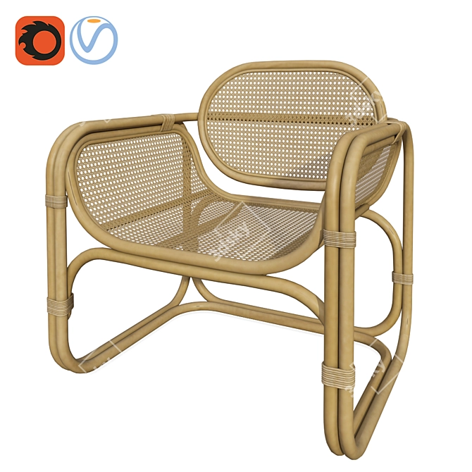 Tropical Rattan Wicker Chair 3D model image 7