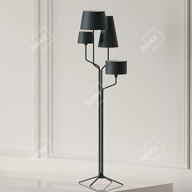 Elegant Tria Floor Lamp 3D model image 1