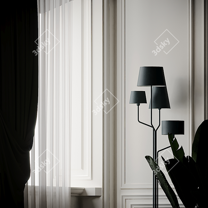 Elegant Tria Floor Lamp 3D model image 5