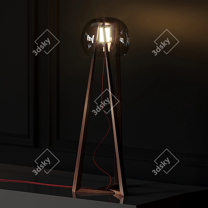 Sleek Compass Floor Lamp 3D model image 2