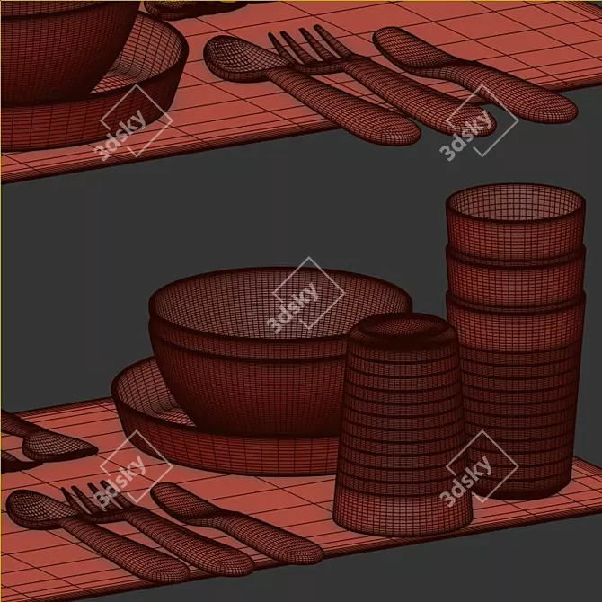 IKEA Baby Tableware Set 3D model image 4