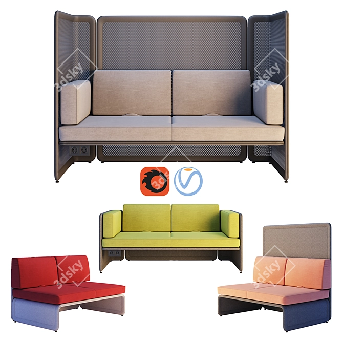 Title: Lagunitas Lounge System Two Seater Sofa 3D model image 6