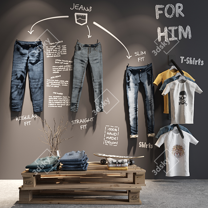 Modern Clothing Store Display 3D model image 1